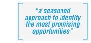 a seasoned approach to identify the most promising opportunities